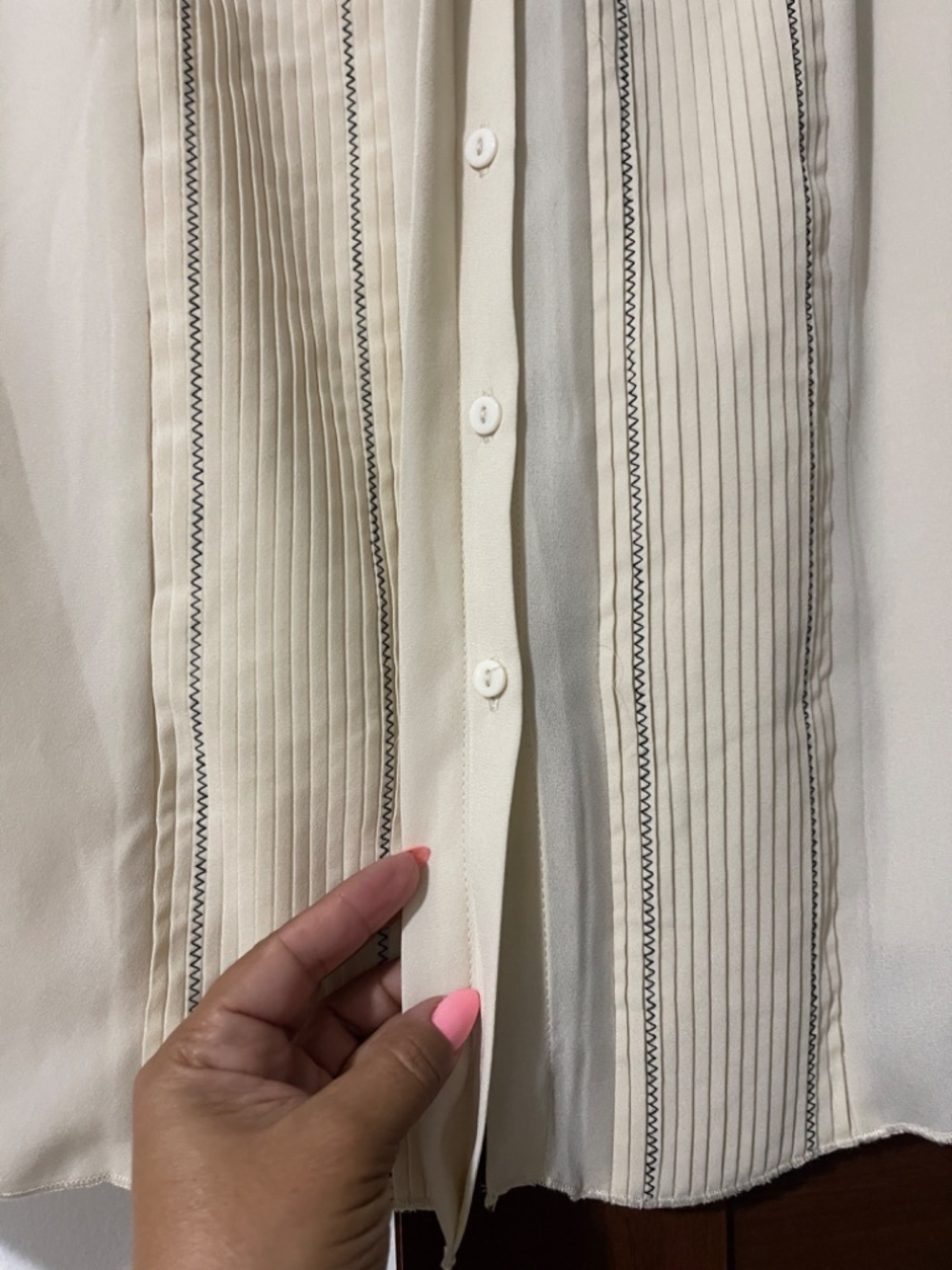 Zara Sheer Long-Sleeve Top, Romantic Pleated Front, NWT - Picture 5 of 5